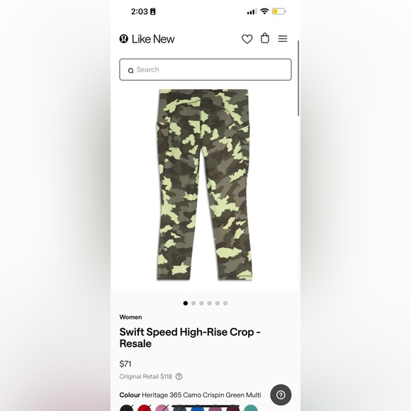 Lululemon swift speed high rise crop legging camo print - Picture 2 of 8
